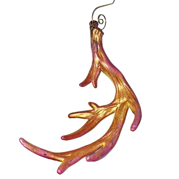 Set of (3) Gold, Pink, & hints of Red Antler Ornaments - Picture 13 of 16